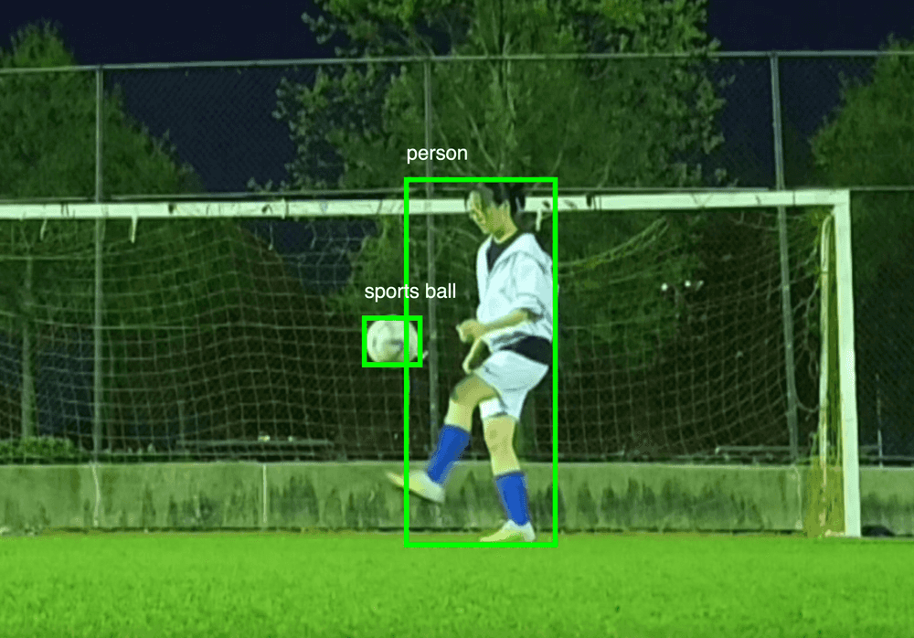 Example of running ml5.objectDetector on an image of me