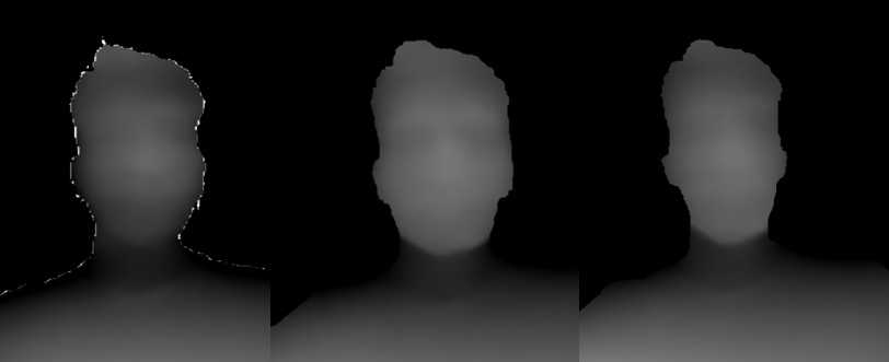 Three dilation factors from left to right: 0, 4 and 10. The left one shows all the edge noise. The middle is the default value. The right one is an overcorrection, where the profile is masked too far and now looks misshapen.